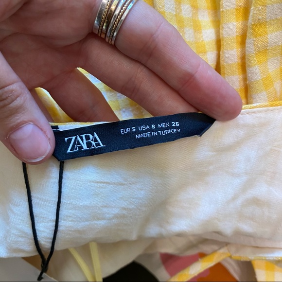 Zara yellow gingham crop peplum top, Small NWT - Picture 6 of 6